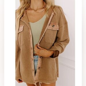 Waffle knit light weight jacket